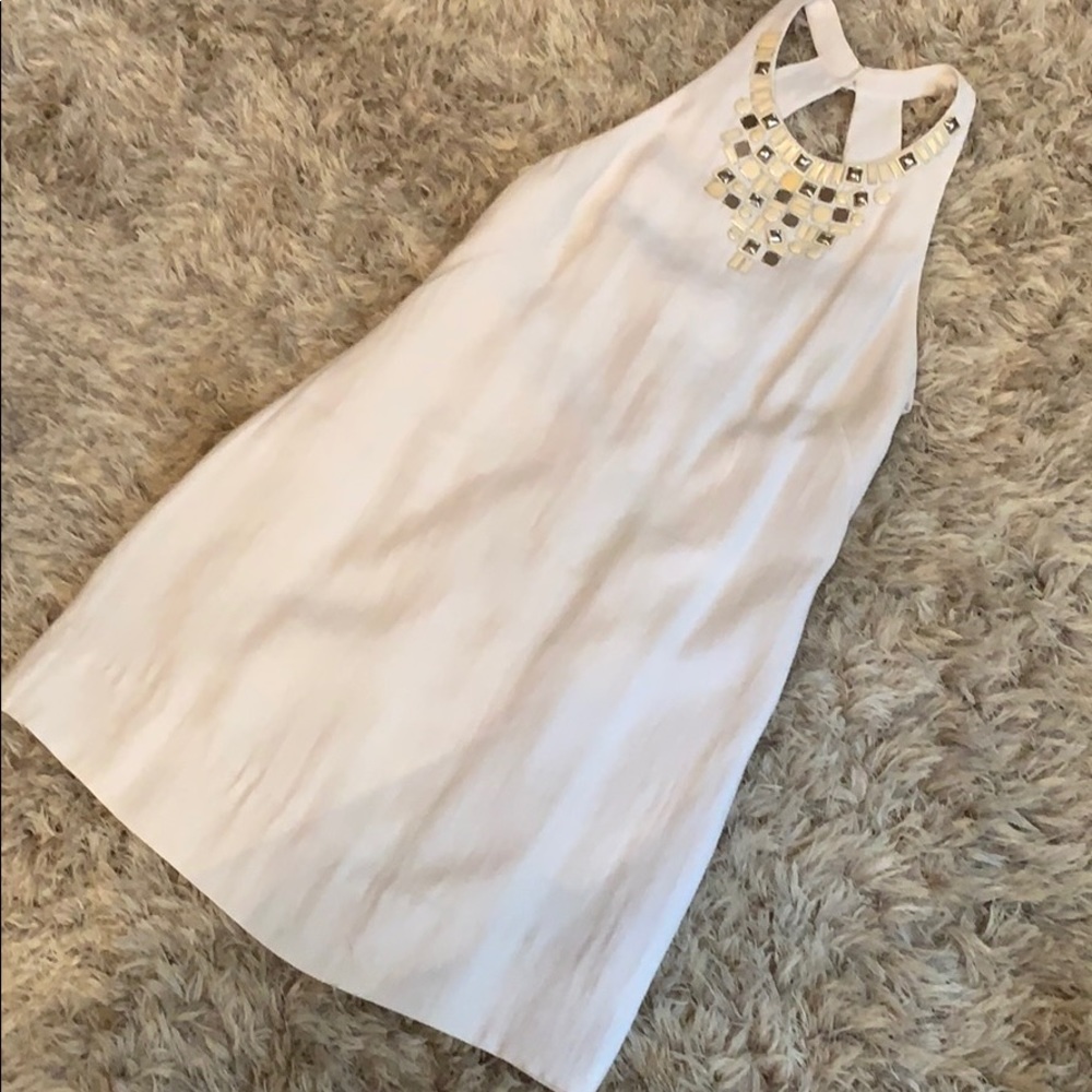 BCBG MAXAZRIA white linen dress